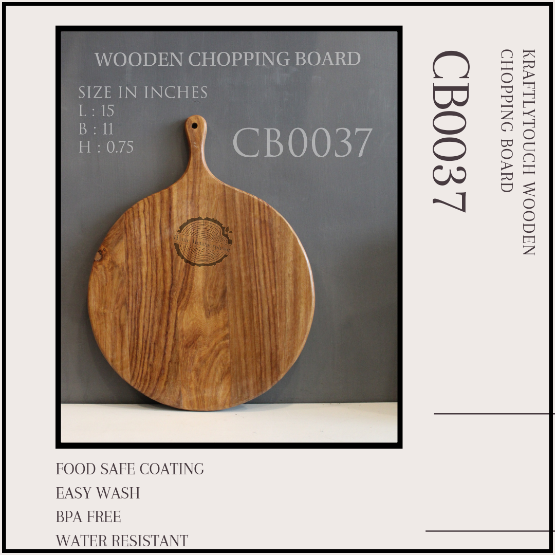 Wooden Round Chopping Board,Round With Handle Mango Wood Cutting Board - Wooden Kitchen Chopping Boards For Meat, Cheese, Bread, Vegetables &Fruits- Knife Friendly Kitchen Butcher Block