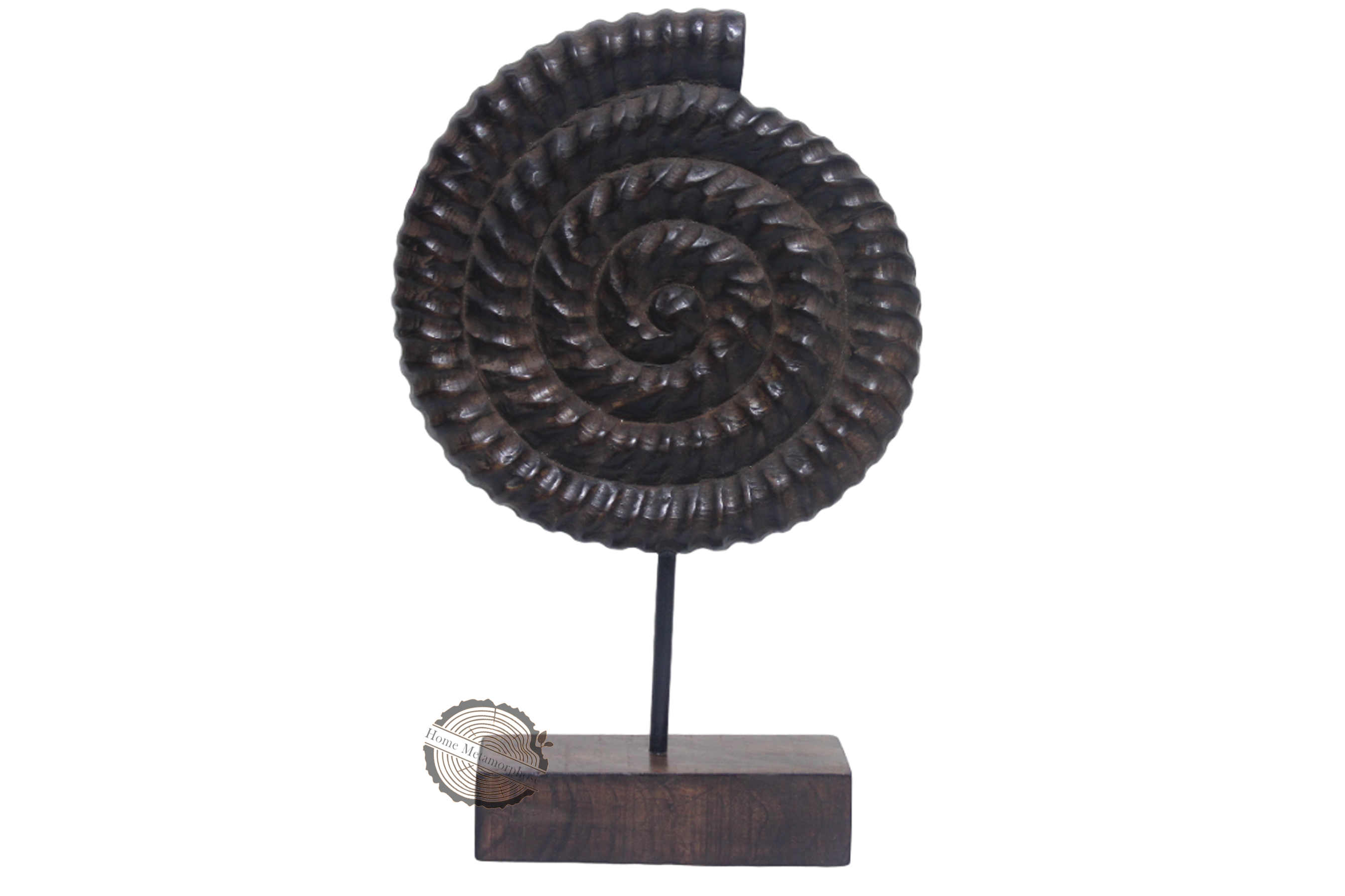 Wooden Fossil home decor, Wooden Ornamental Sculpture on Stand, Home Office Display Decorative Craft Box Decoration, Ammonite Fossil on Stand,Unique Gift, Home Decor, Tabletop Decor, Fossil Decor
