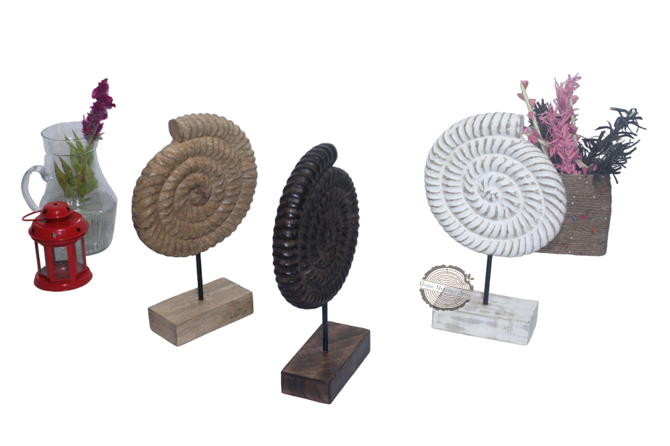 Wooden Fossil home decor, Wooden Ornamental Sculpture on Stand, Home Office Display Decorative Craft Box Decoration, Ammonite Fossil on Stand,Unique Gift, Home Decor, Tabletop Decor, Fossil Decor