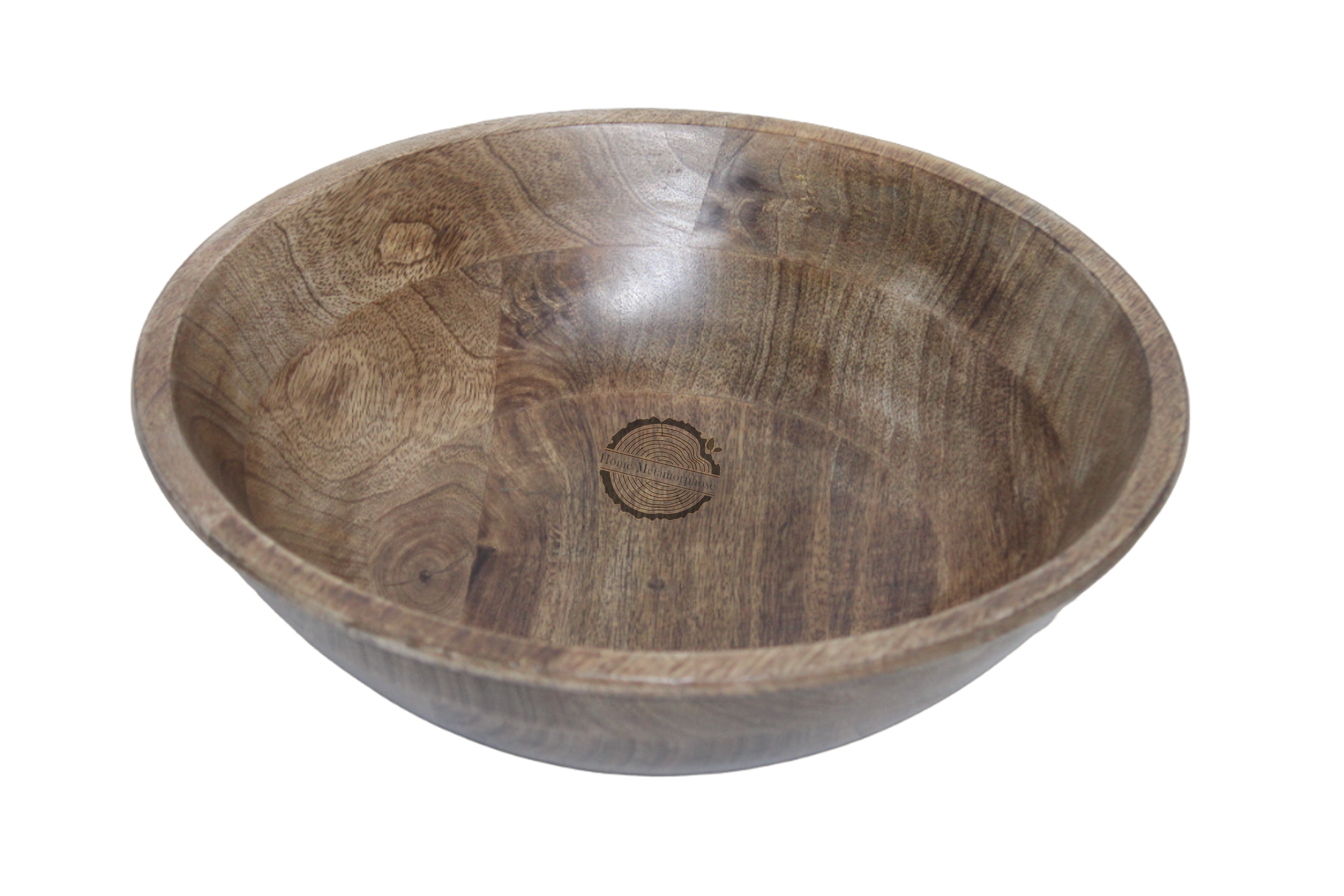 Handmade Wooden Decorative Bowl, Wooden Decorative Round Bowl - Dark Burnt Mango Wood Rustic Bowl - Handmade Decorative Bowls For Home Decor, Bathroom, Kitchen Counter, & More - Large Wood Bowl For Decor, Cosmetics, And Keys
