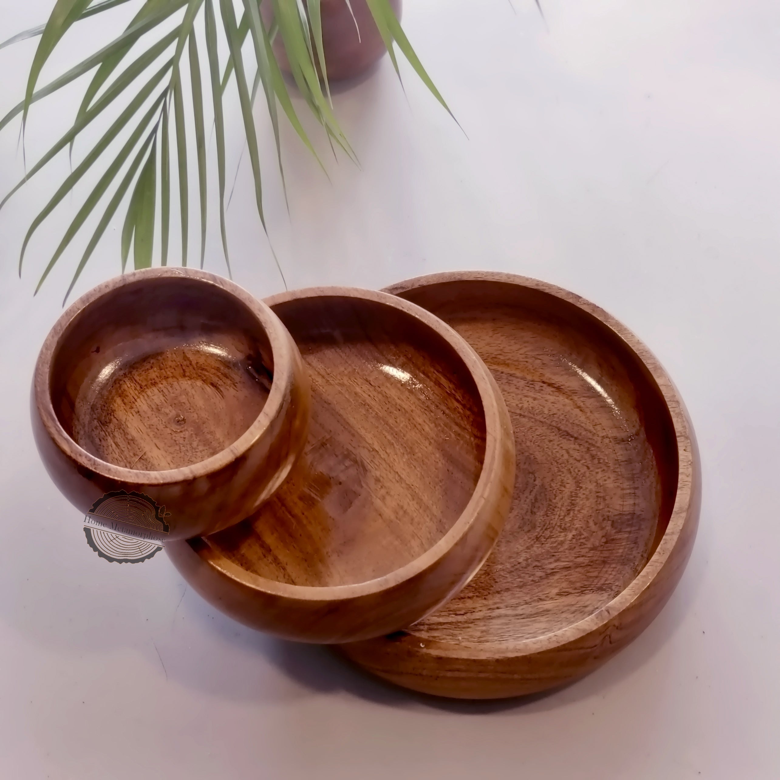 Wooden round bowl set of 3,Decorative wooden bowl rustic farmhouse décor