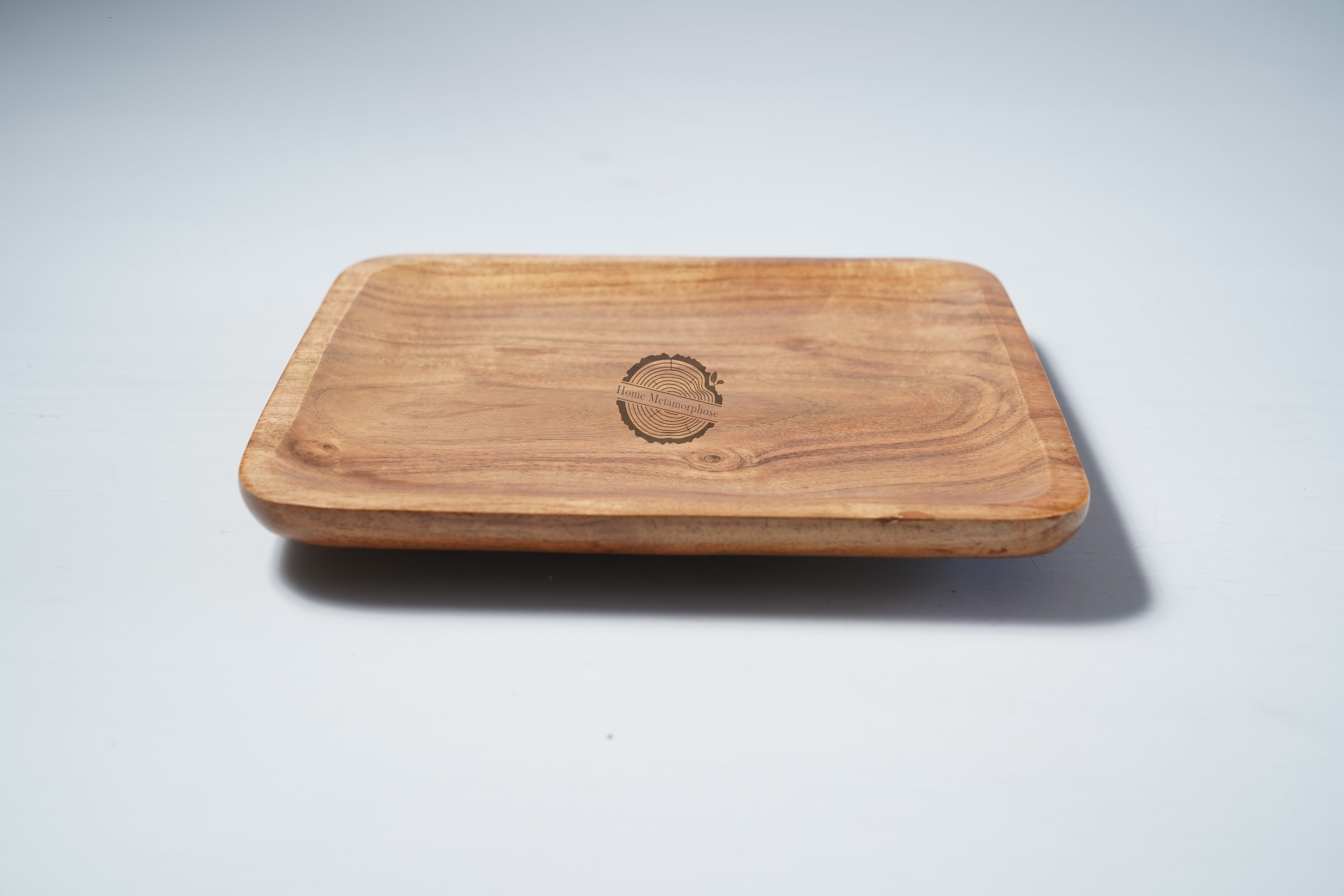 Wood Square Serving Tray, Set of 12 each 8 Inch Square Wood Serving Platter Wooden Serving Board, Square Acacia Wood Plates for Charcuterie, Fruit, Bread Square Platter