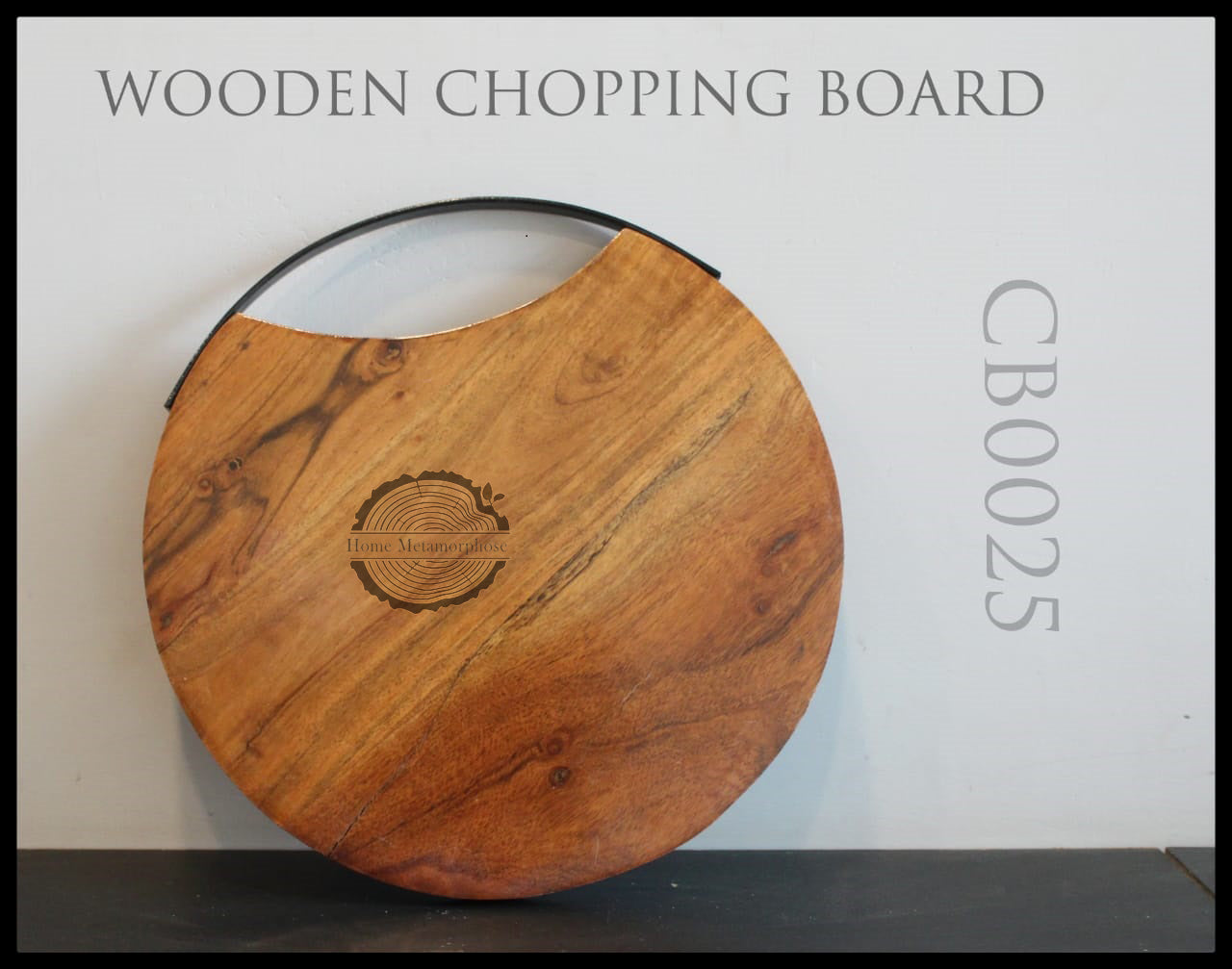 Round with Handle Mango Wood Cutting Board - Wooden Kitchen Chopping Boards for Meat, Cheese, Bread, Vegetables &Fruits- Knife Friendly Kitchen Butcher Block